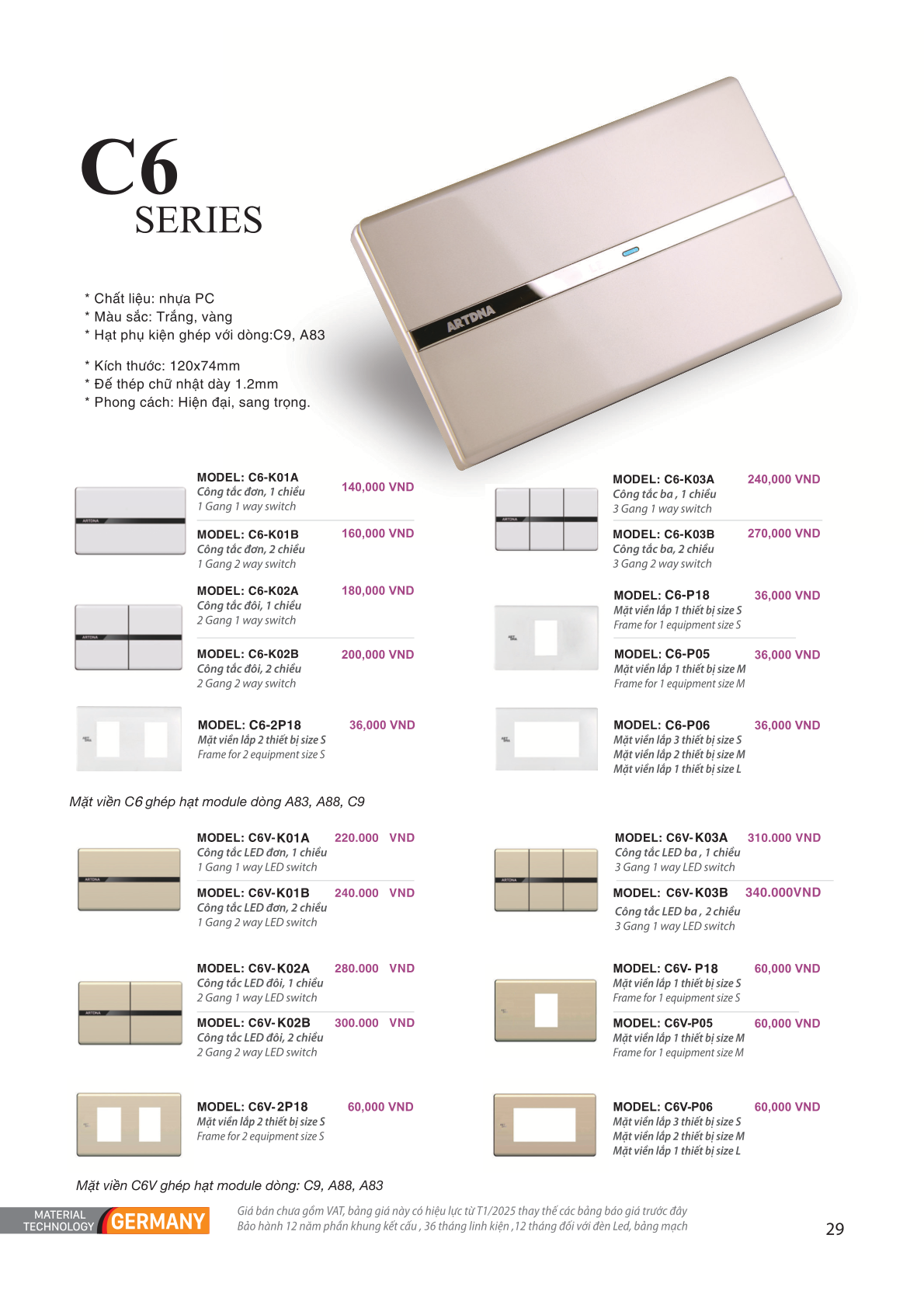 THIẾT BỊ ĐIỆN CHÂU ÂU - ART DNA